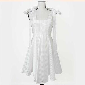 Lulus Forever Darling White Gingham Burnout Tie-Strap Mini Dress